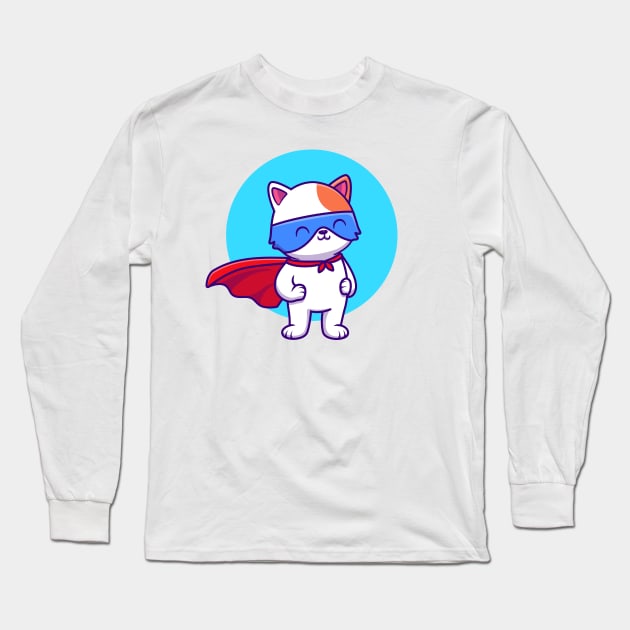 Cute Cat SuperHero Long Sleeve T-Shirt by Catalyst Labs